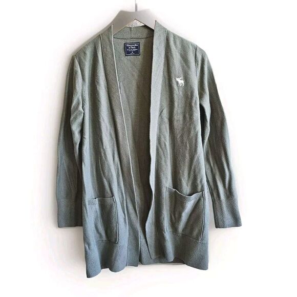 Abercrombie & Fitch Green Knit Cardigan Sweater Size Medium Collegiate Grandpa - Picture 1 of 4